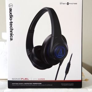 ATH-AX5iS NIB Black and Blue with Mic, volume and Track control